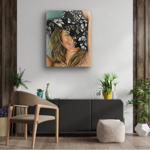 The Lady in a Hat Print on Canvas