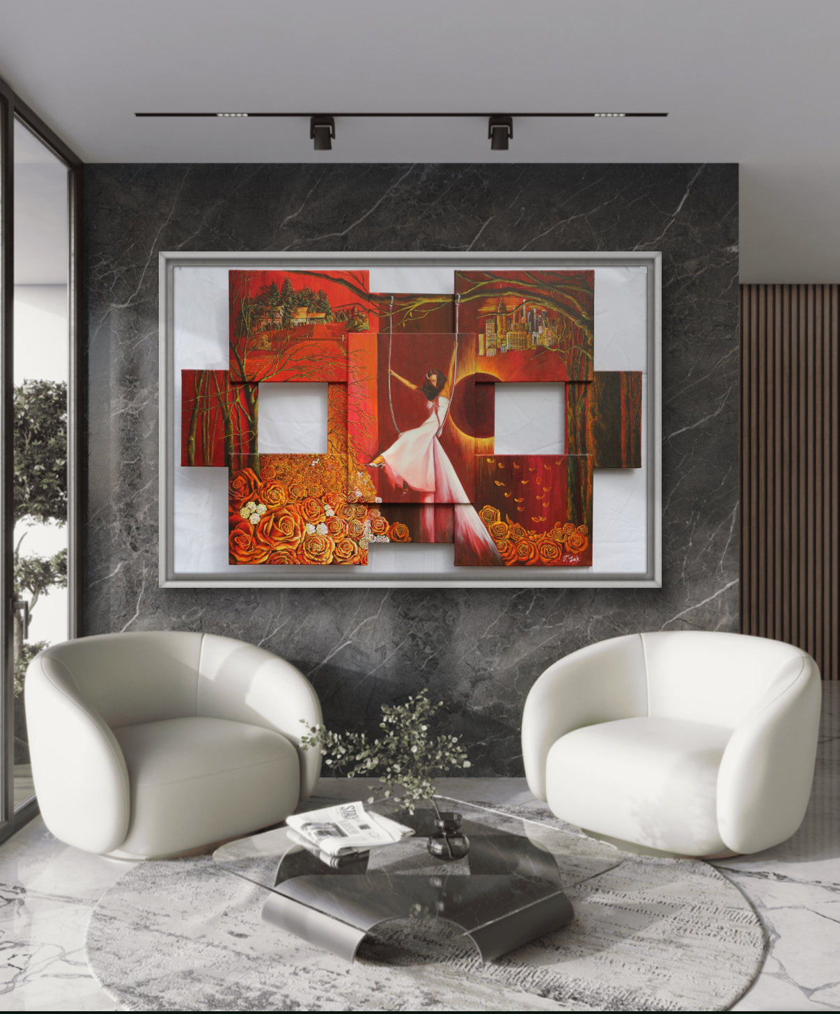 Swing of Life - Original Acrylic on Canvas Painting Installation