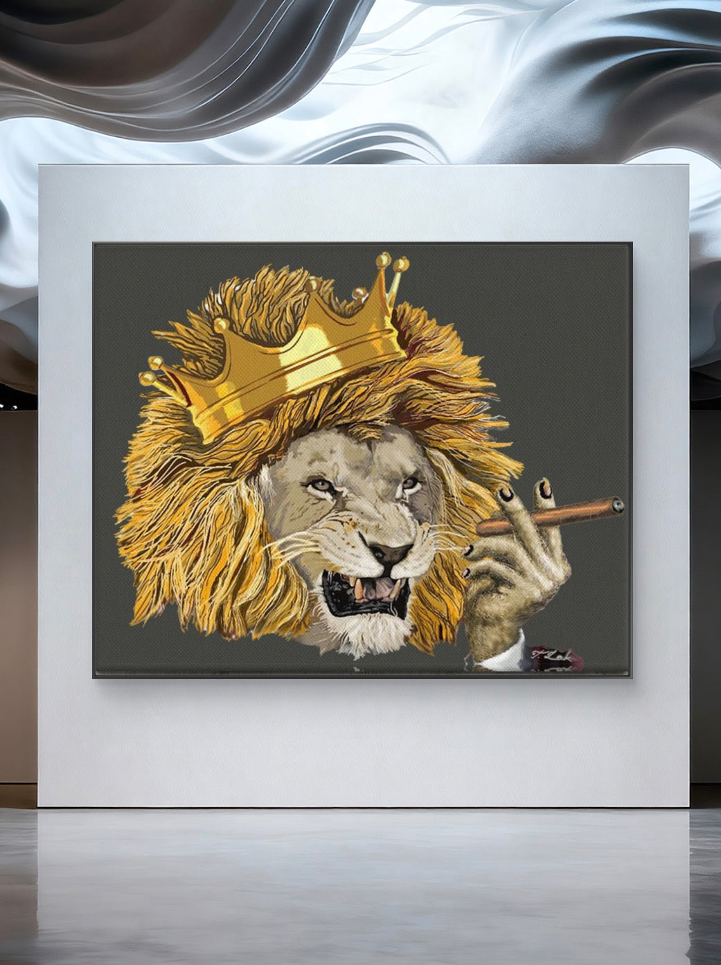 The Lion King- 18" X 24" Hand-Enhanced Limited Edition on Black Canvas