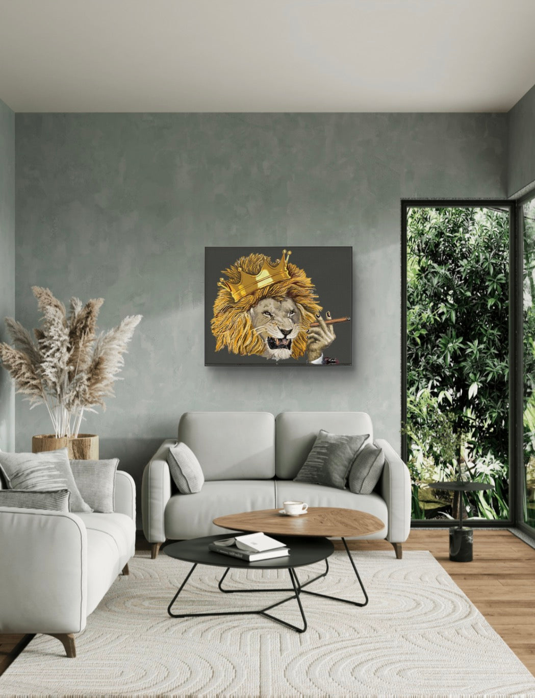 The Lion King- 18" X 24" Hand-Enhanced Limited Edition on Black Canvas