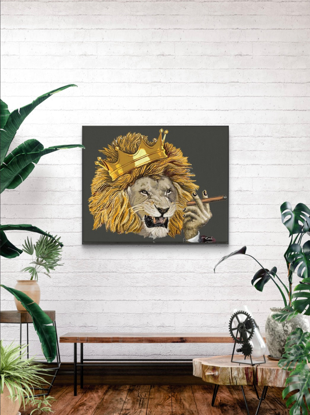 The Lion King- 18" X 24" Hand-Enhanced Limited Edition on Black Canvas