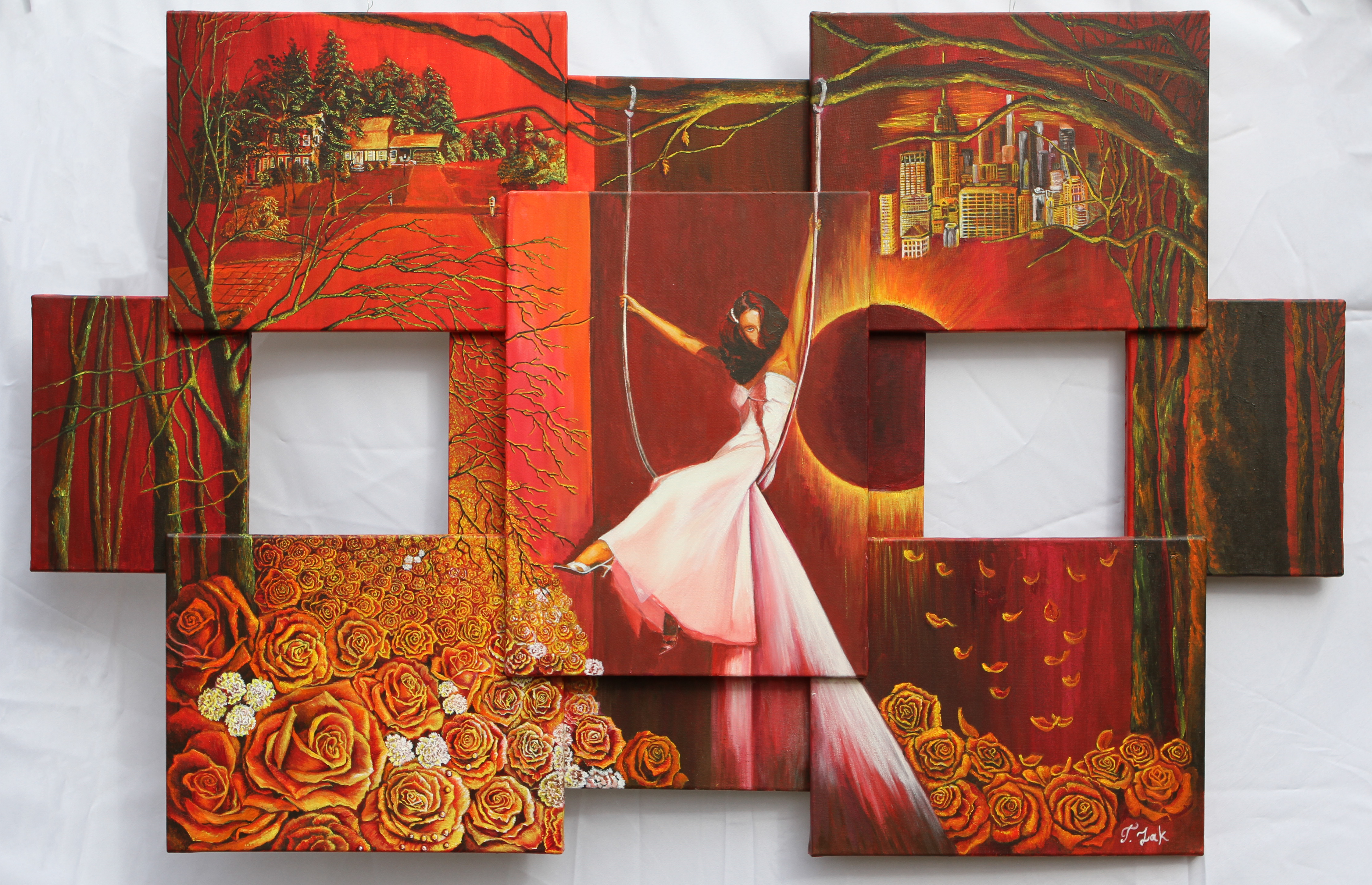 Swing of Life - Original Acrylic on Canvas Painting Installation- Contemporary Symbolism