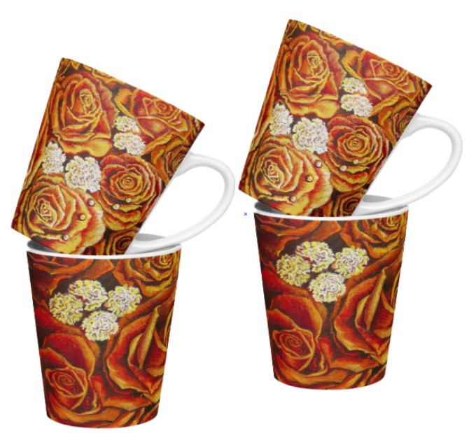 Set of Four Mugs - Roses and Carnations