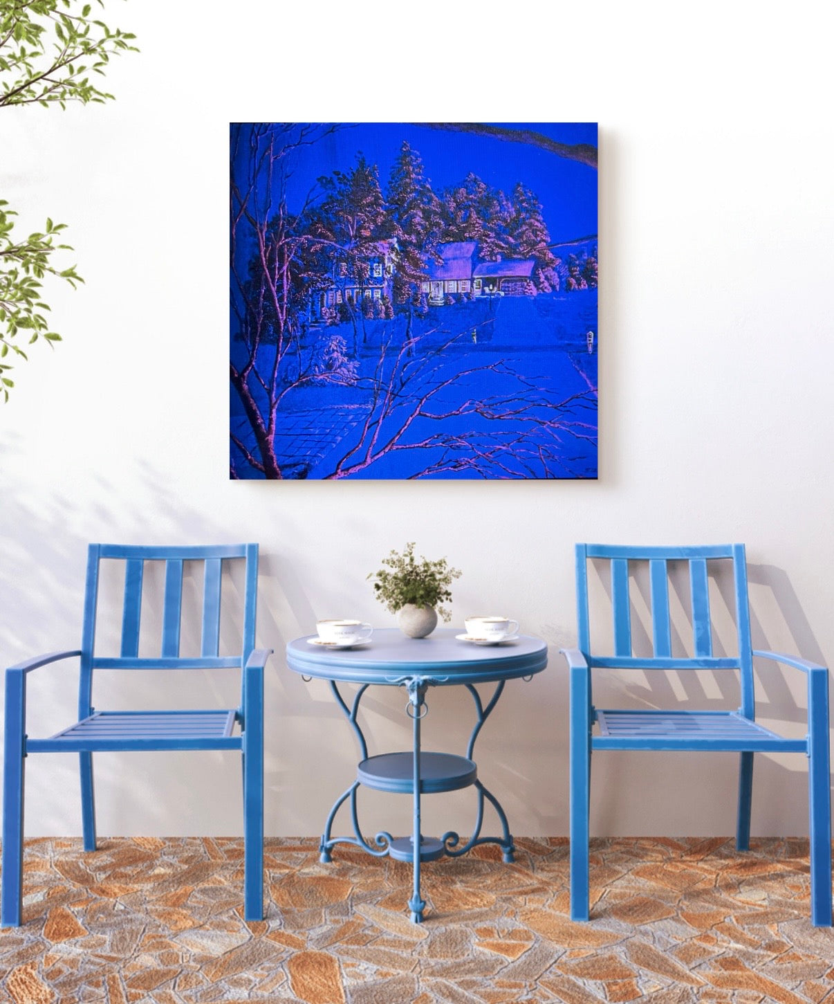 Night Blues of The Suburbs on Canvas