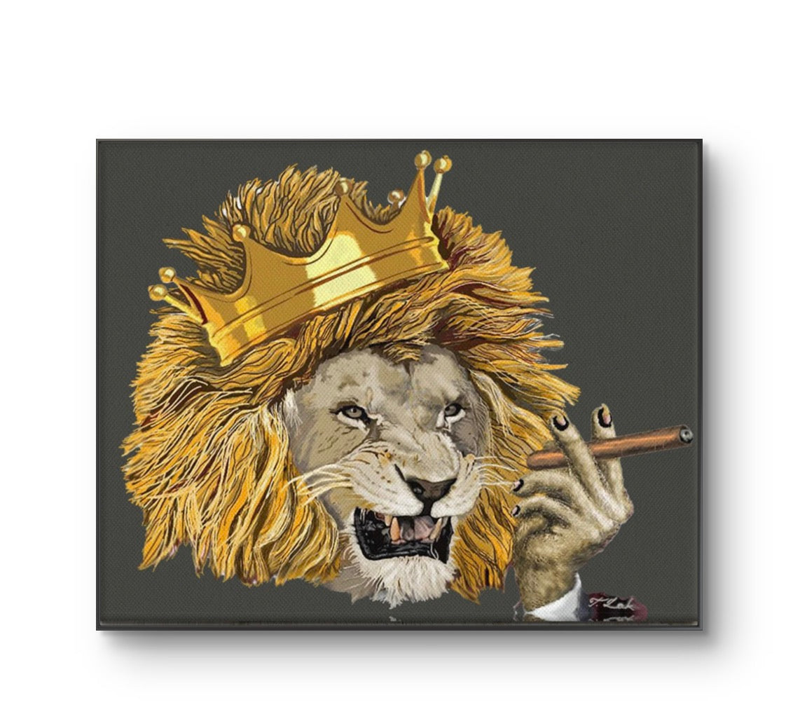The Lion King- 18" X 24" Hand-Enhanced Limited Edition on Black Canvas