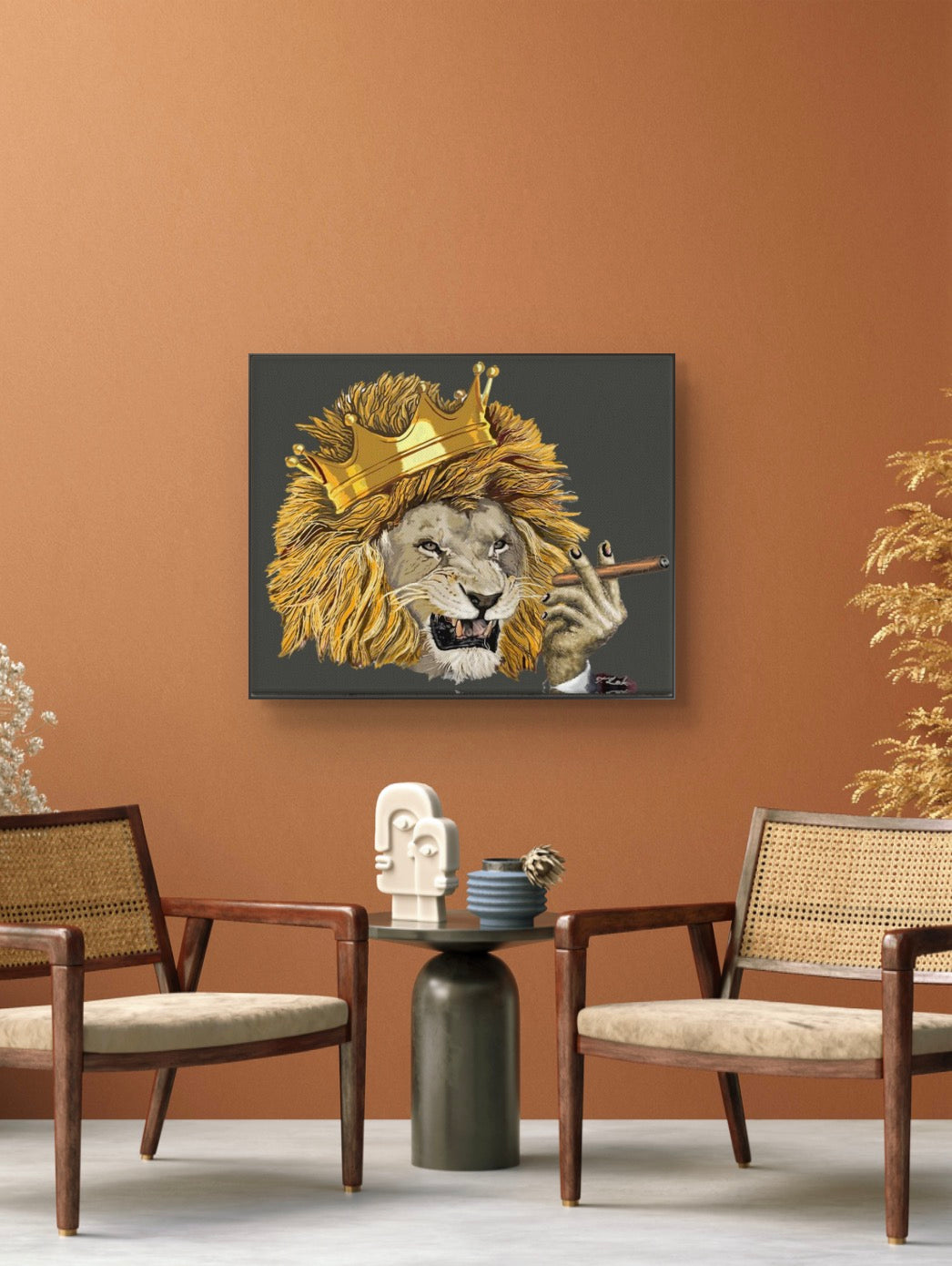 The Lion King- 18" X 24" Hand-Enhanced Limited Edition on Black Canvas