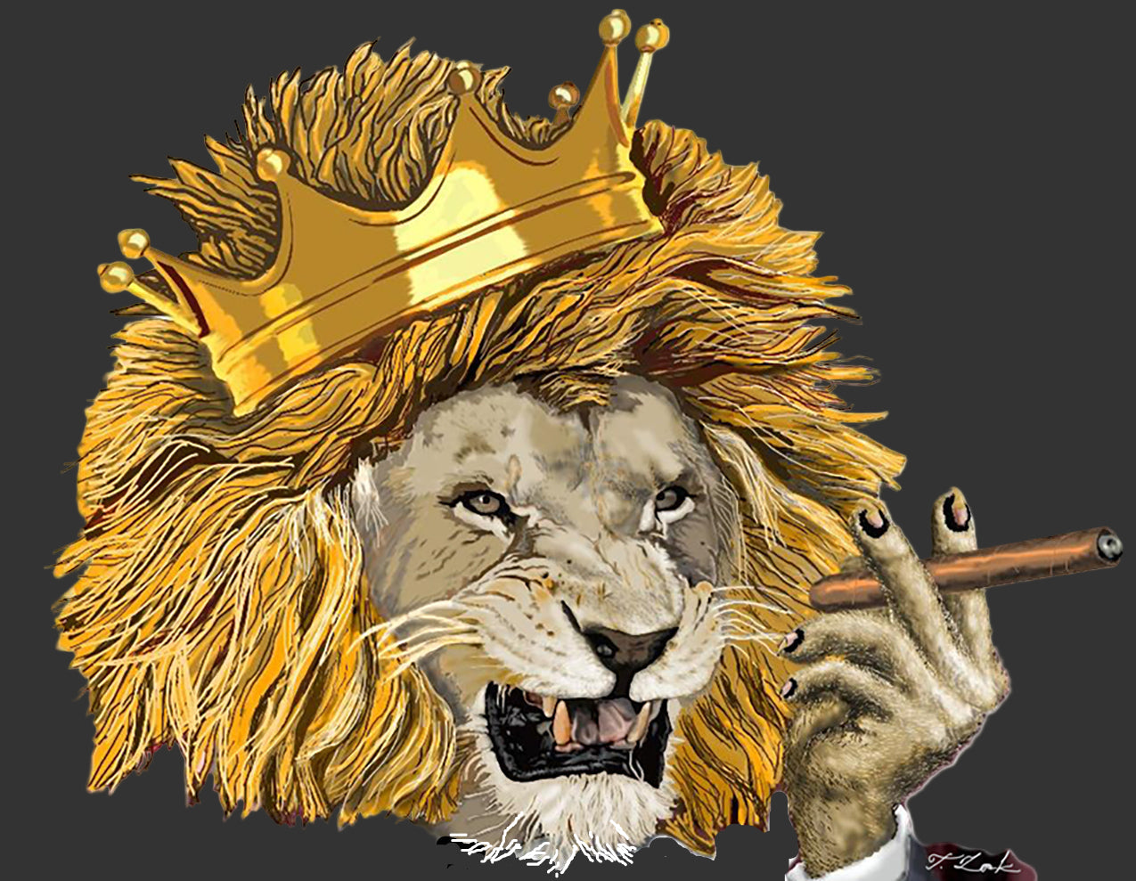 The Lion King- 18" X 24" Hand-Enhanced Limited Edition on Black Canvas
